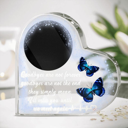 Personalized Memorial Heart Crystal Keepsake Goodbyes Are Not Forever Custom Memorial Gift M815