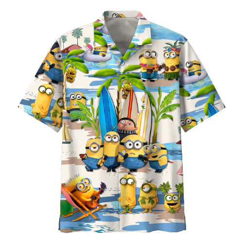 Unifinz Minions Hawaiian Shirt Minions And Small Gru Tropical Hawaii Shirt Cute Minions Aloha Shirt 2023