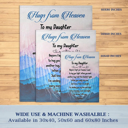 Personalized Memorial Blanket Hugs From Heaven To My Daughter Son Custom Memorial Gift M822