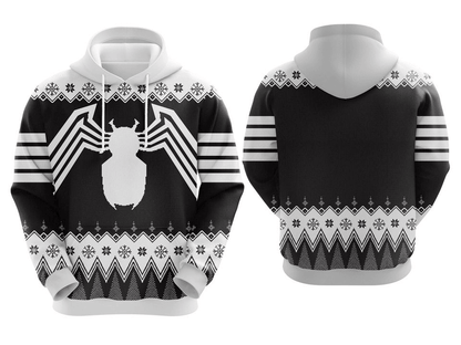 Spiderman Hoodie MV Gwen Stac Spider Symbol Christmas Pattern Hoodie Black White Unisex