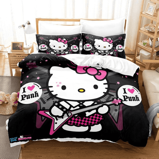 Hello Kitty Bedding Set Hello Kitty I Love Punk Duvet Covers Black Unique Gift