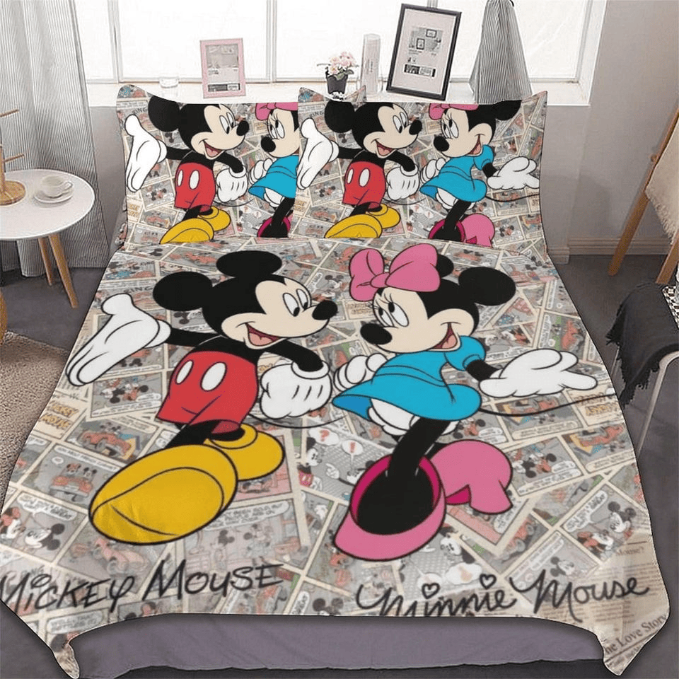 Minnie Bedding Set DN MM And Minnie Holding Hands Comic Duvet Covers Colorful Unique Gift