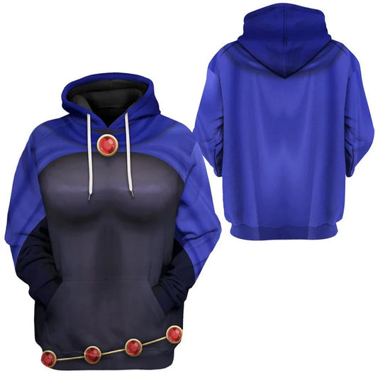 Teen Titan Hoodie Teen Titan Raven Witch Cosplay Costume Hoodie Black Blue Unisex Adults New Release