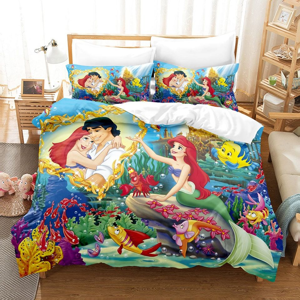 Little Mermaid Bedding Set DN Ariel And Prince Eric Duvet Covers Colorful Unique Gift