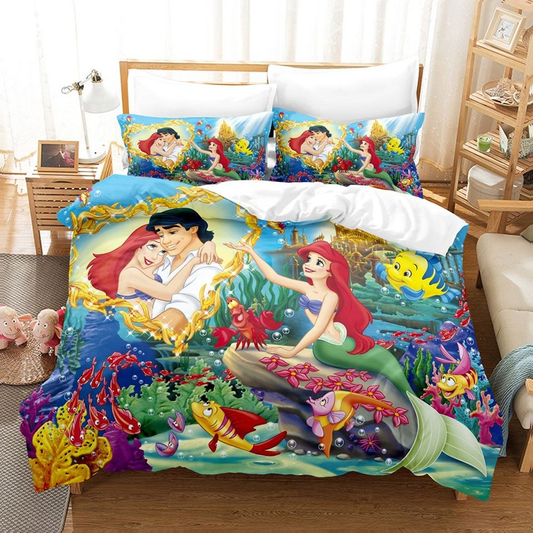 Little Mermaid Bedding Set DN Ariel And Prince Eric Duvet Covers Colorful Unique Gift