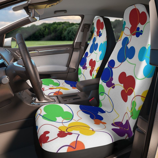 DN MM Car Seat Covers MM Head Rainbow Pattern Seat Covers