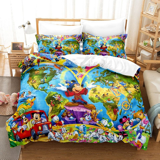 DN Bedding Set Wizard MM World Map Graphic Duvet Covers Colorful Unique Gift