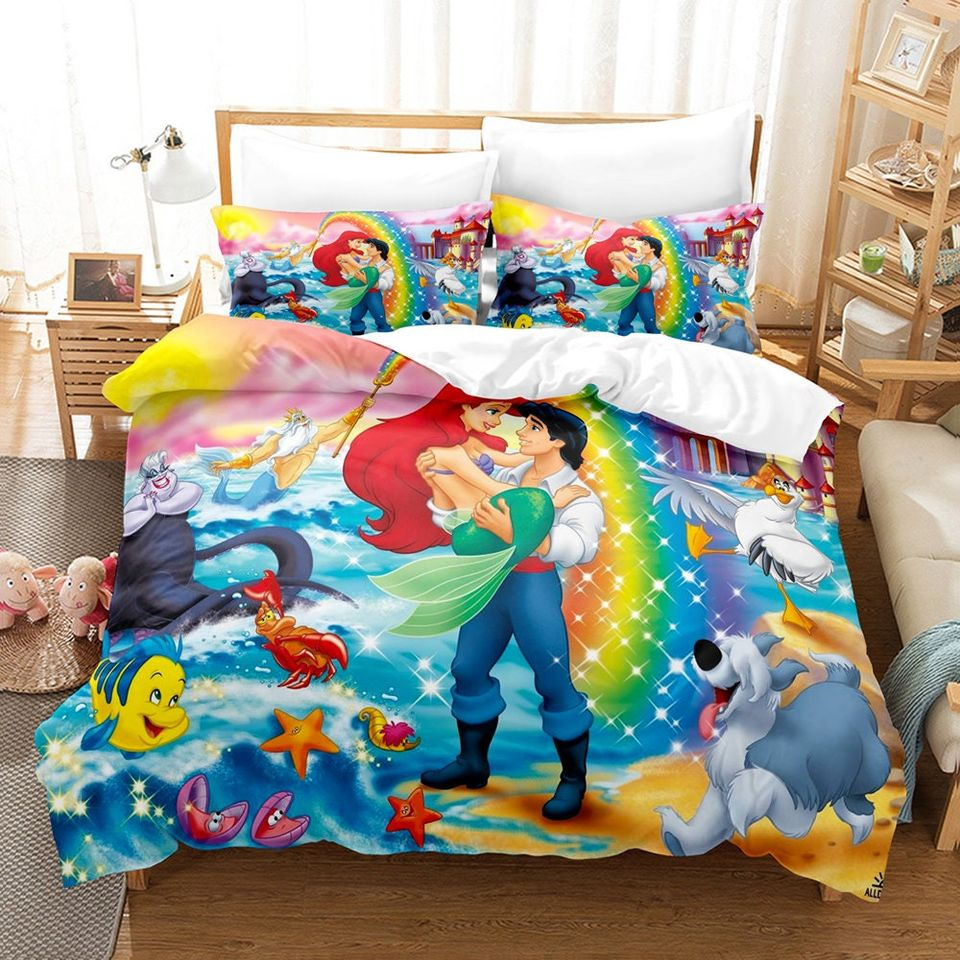 Little Mermaid Bedding Set DN The Little Mermaid All Characters Duvet Covers Colorful Unique Gift