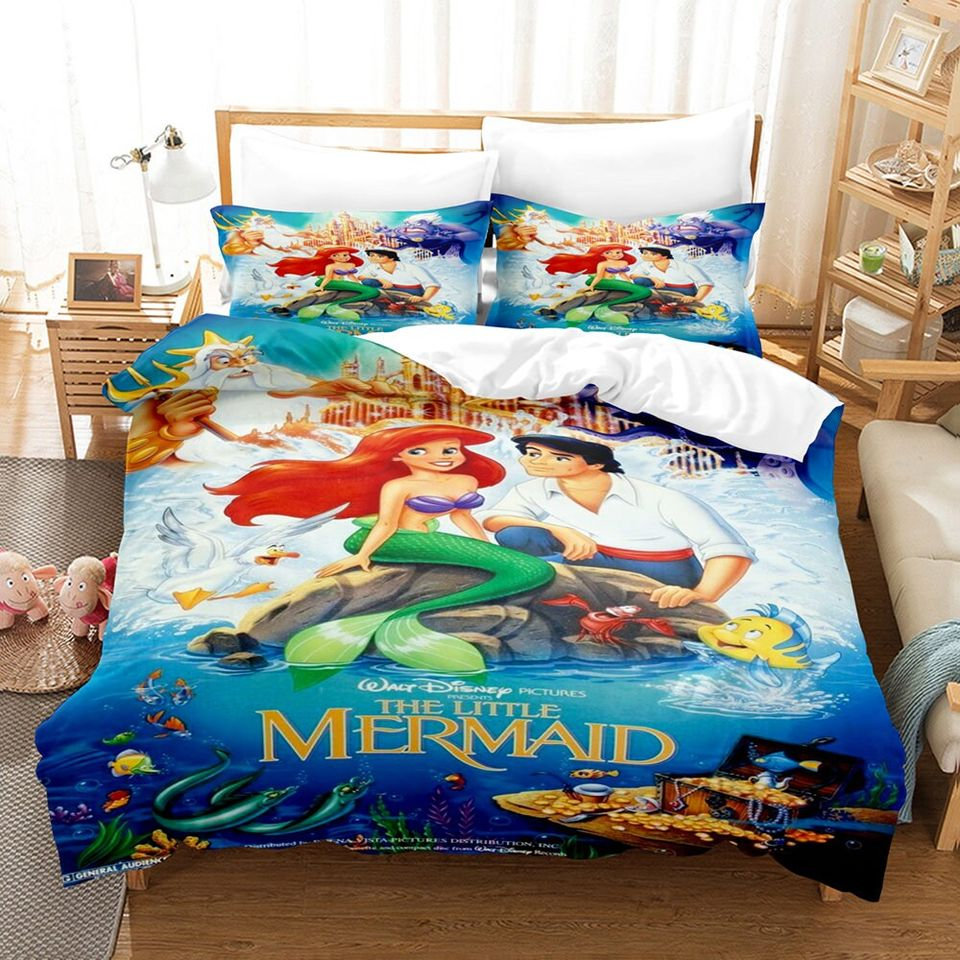 Little Mermaid Bedding Set DN Ariel And Prince Eric In The Ocean Duvet Covers Colorful Unique Gift