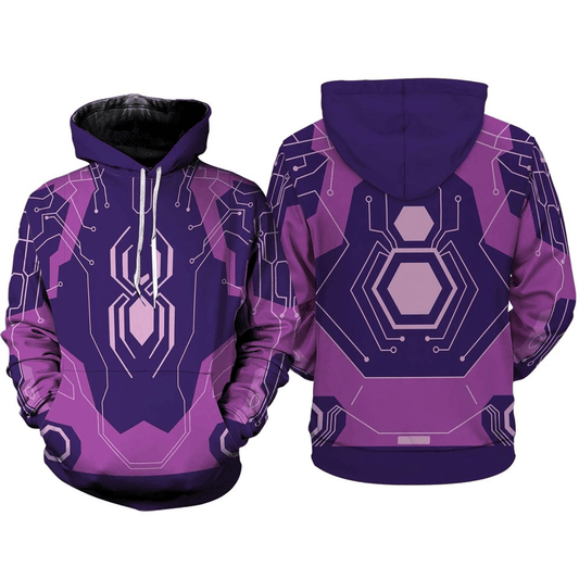 Spiderman Hoodie MV Spider Byte Suit Costume T-shirt Purple Unisex