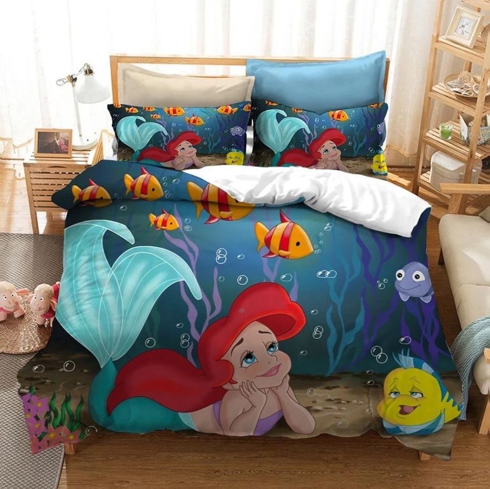 Little Mermaid Bedding Set DN Ariel Little Girl Graphic Duvet Covers Colorful Unique Gift