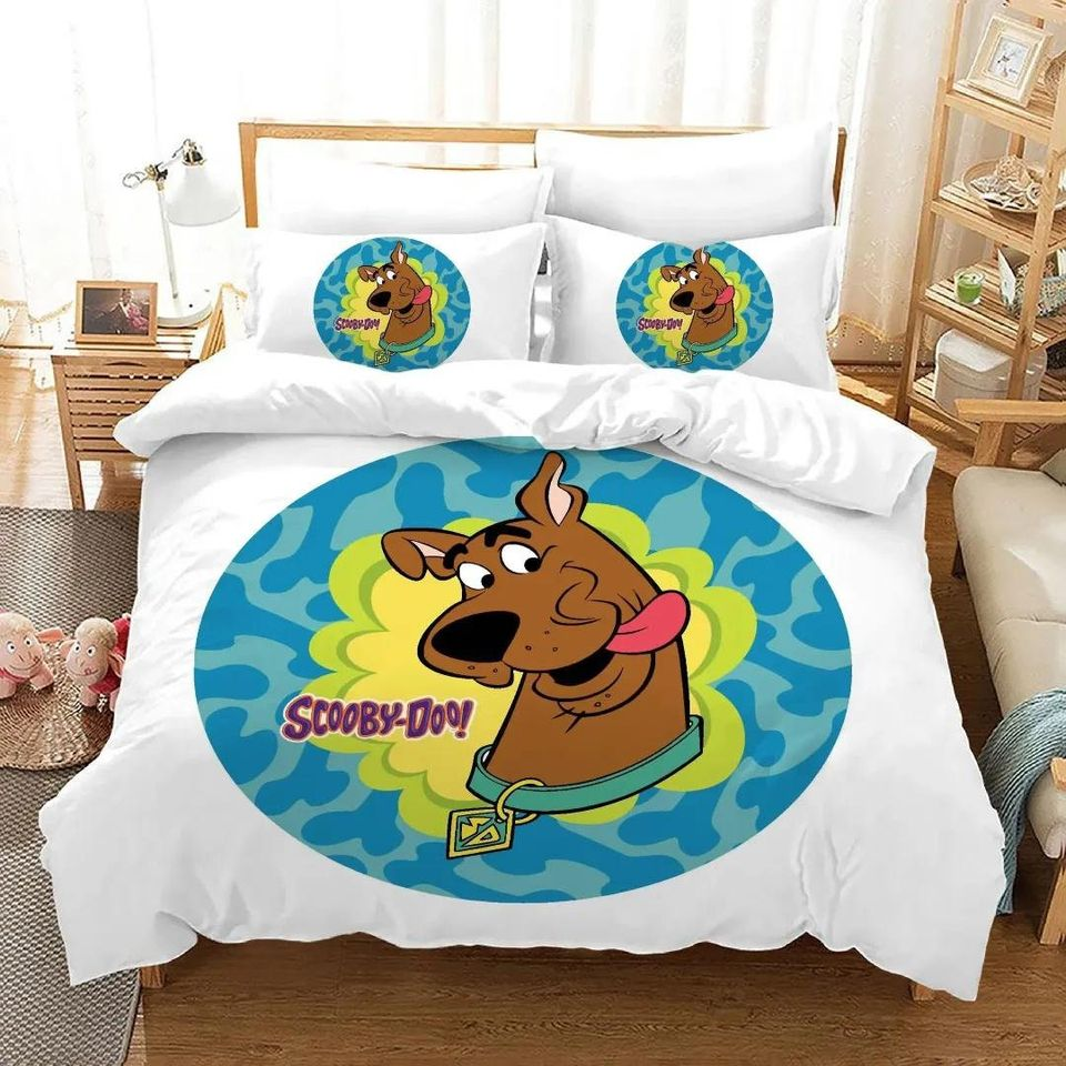 Scooby Doo Bedding Set Scooby Doo Face Graphic Duvet Covers White Unique Gift