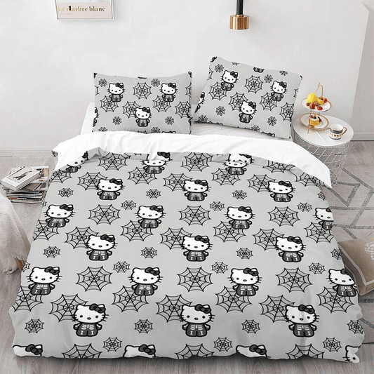 Hello Kitty Bedding Set Hello Kitty Spider Web Pattern Duvet Covers Gray Unique Gift