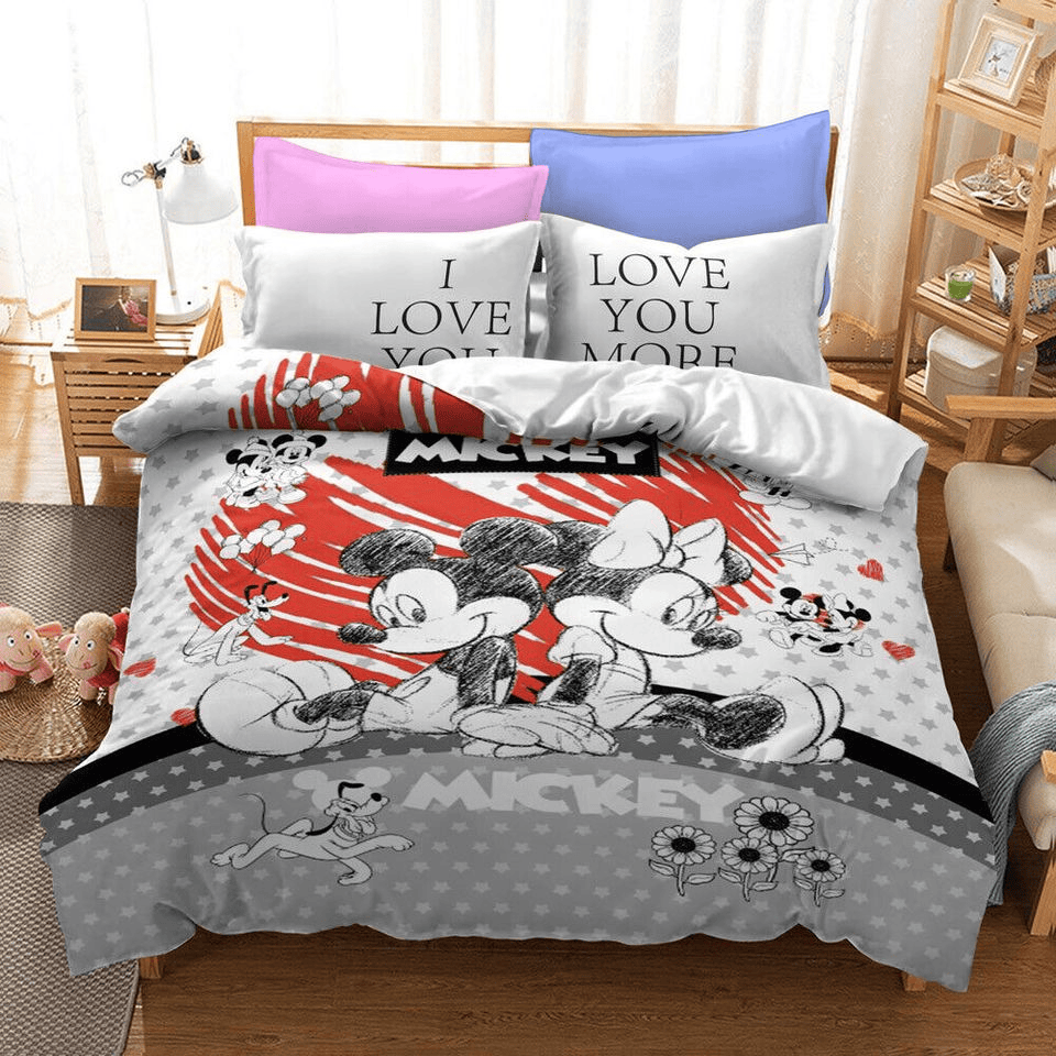 Minnie Bedding Set DN MM And Minnie I Love You More Duvet Covers Black White Unique Gift