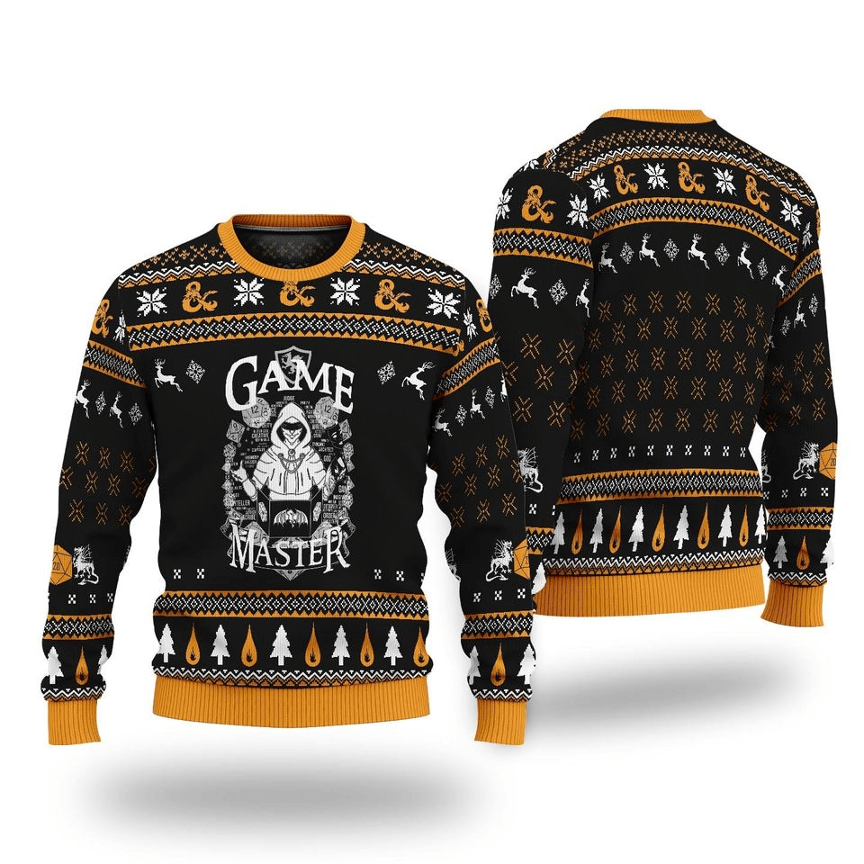 Dungeon And Dragon Sweatshirt Game Master Fire Christmas Tree Pattern Sweatshirt Black Orange Unisex