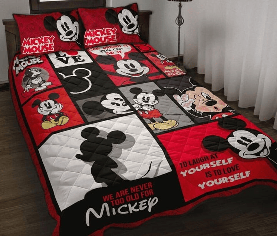 MM Bedding Set DN We Are Never Too Old For Mickey Duvet Covers Black Red Unique Gift