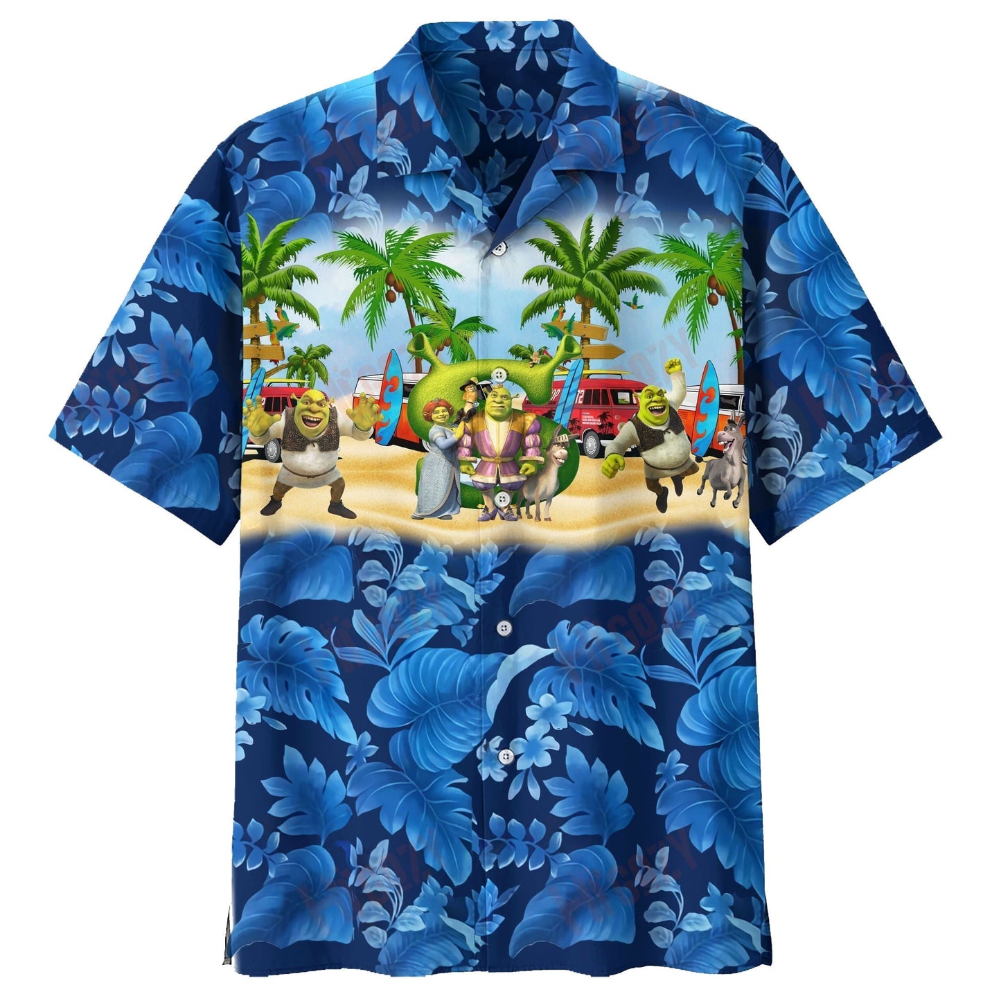 Shrek Hawaii Shirt Shrek And Friends Tropical Leaves Aloha Shirt Blue Unisex