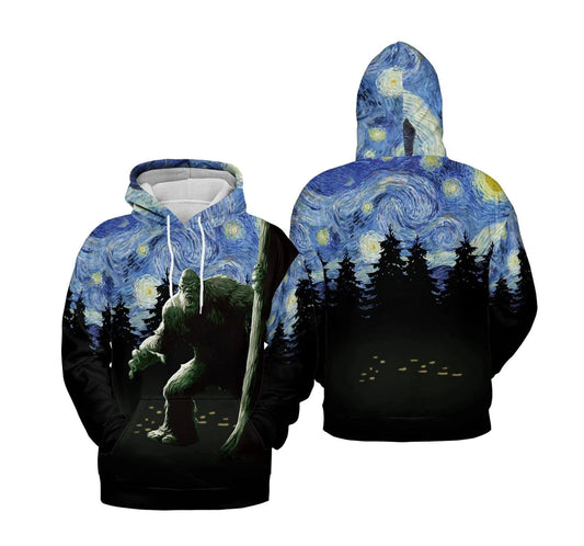 Bigfoot Hoodie Bigfoot Starry Night Hoodie Black Blue Unisex