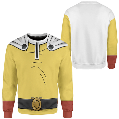 One Punch Man Hoodie Saitama One Punch Man Costume T-shirt Sweatshirt White Yellow Unisex Adults New Release