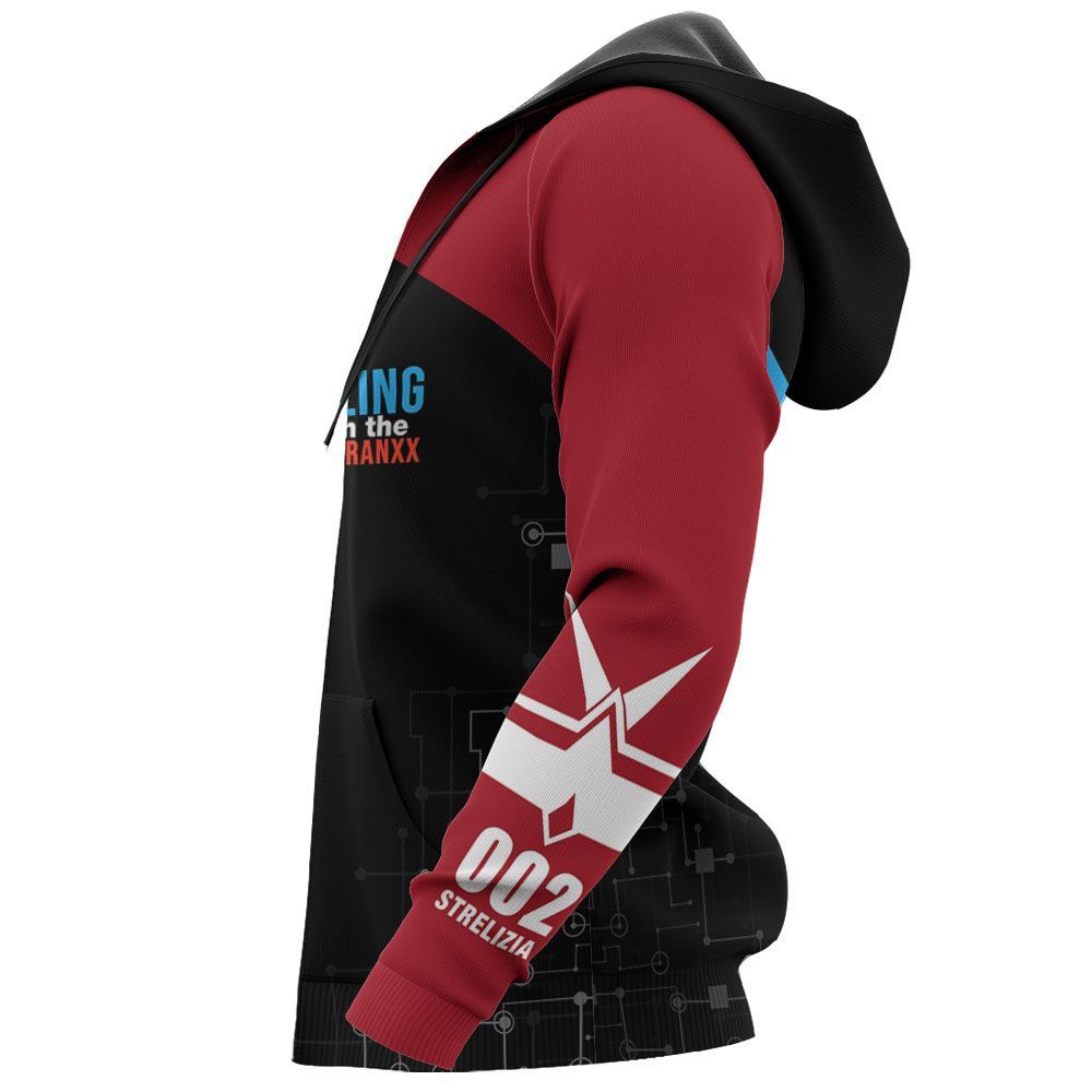 Darling In The Franxx Hoodie Darling In The Franxx Zero Two XX Strelitzia 02 Black Blue Red Hoodie Adult Unisex Anime Clothing