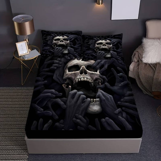 Skull Bedding Set Skull Head Skeleton Hands Duvet Covers Black Unique Gift