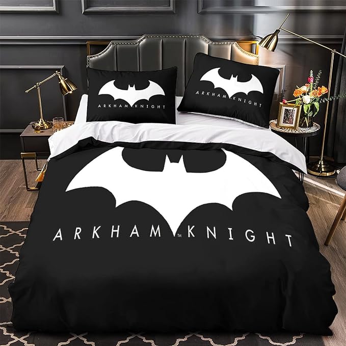 Batman Bedding Set DC Arkham Knight Batman Logo Duvet Covers Black White Unique Gift