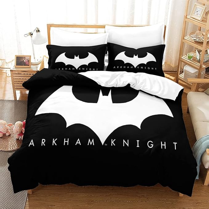 Batman Bedding Set DC Arkham Knight Batman Logo Duvet Covers Black White Unique Gift