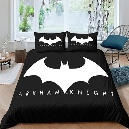 Batman Bedding Set DC Arkham Knight Batman Logo Duvet Covers Black White Unique Gift