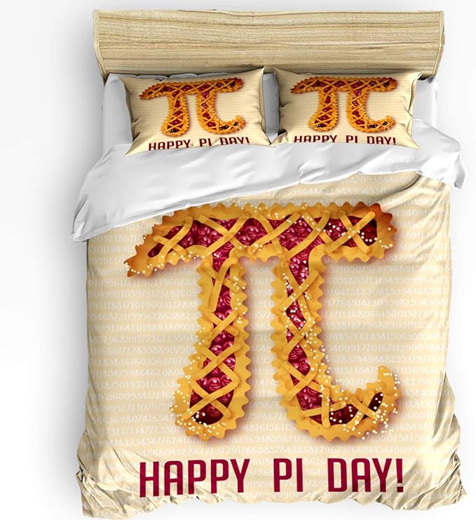 Pi Bedding Set Hsppy Pi Day Graphic Duvet Covers Yellow Unique Gift