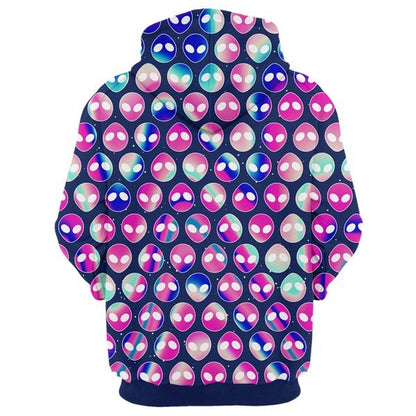 Unifinz Alien Hoodie Radiant Color Pink Alien Head Pattern Hoodie Alien Apparel 2022