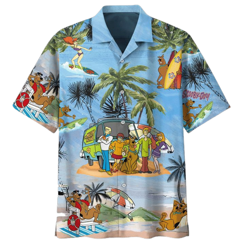 Unifinz Scooby-Doo Hawaiian Shirt Scooby-Doo And Team On Vacation On The Beach Hawaii Shirt Amazing Scooby-Doo Aloha Shirt 2023