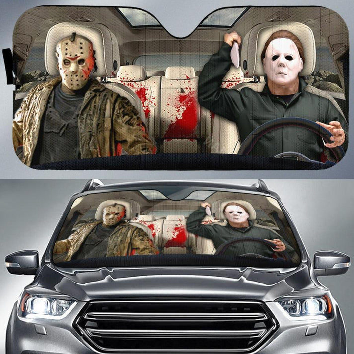 Unifinz Horror Car Sun Shade Jason Voorhees Michael Myers Windshield S