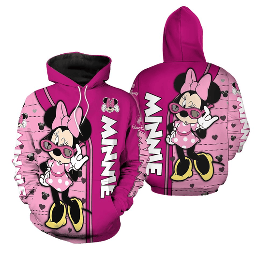 DN Minnie Hoodie Minnie Fashion Glasses Hoodie Pink Unisex