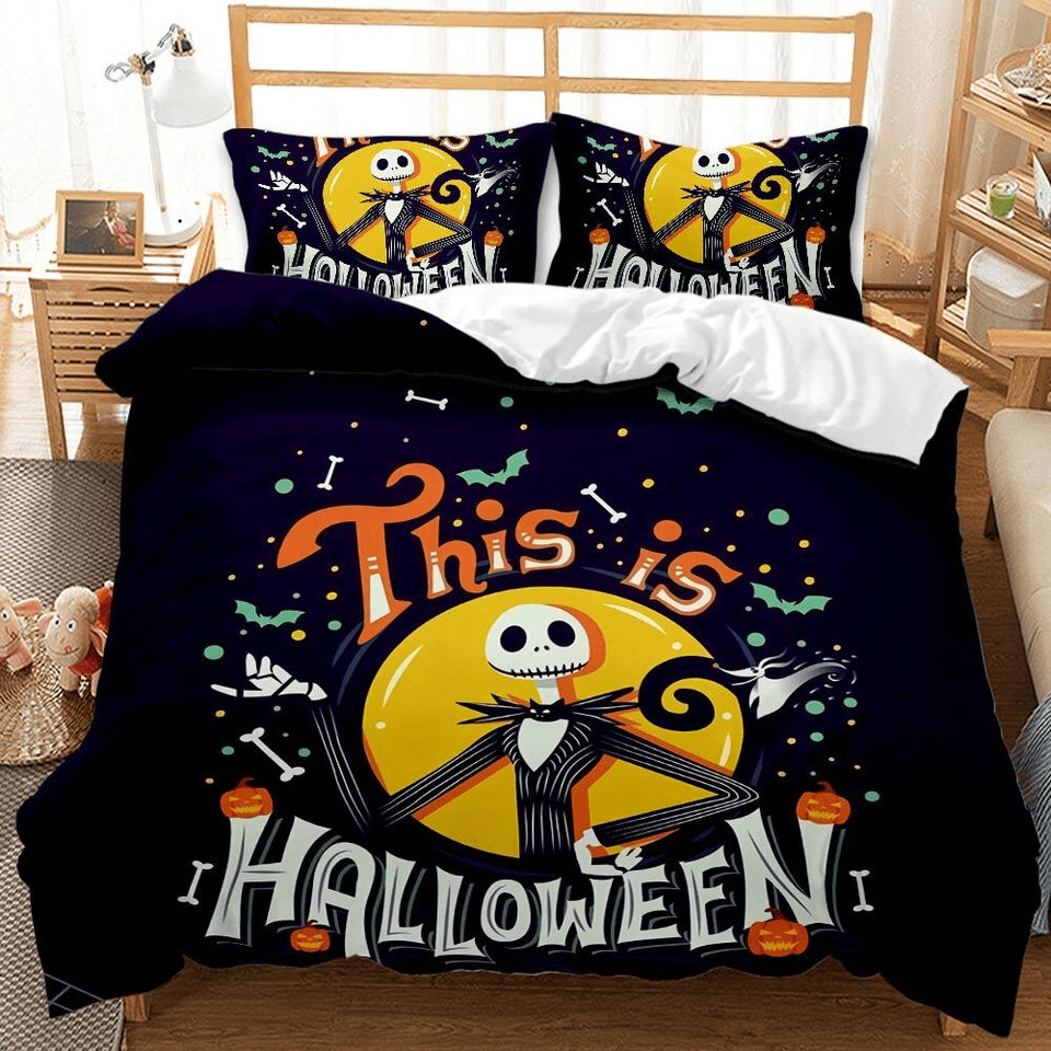 TNBC Bedding Set Jack Skellington This Is Halloween Duvet Covers Black Unique Gift