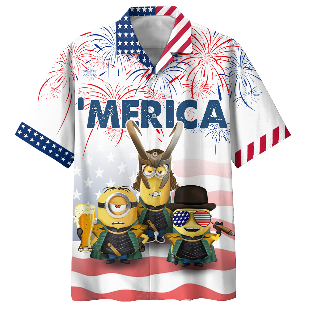 Unifinz Minions Hawaiian Shirt Cosplay Minions America White Hawaii Shirt Funny Minions Aloha T-shirt 2023