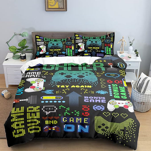 Game Bedding Set Game Over And Bonus Game Duvet Covers Colorful Unique Gift