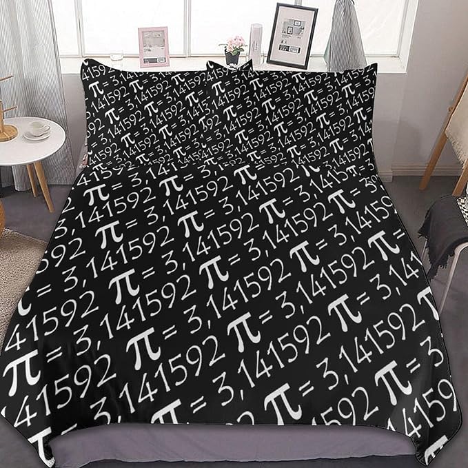 Pi Bedding Set Pi Symbol Mathematic Pattern Duvet Covers Black Unique Gift