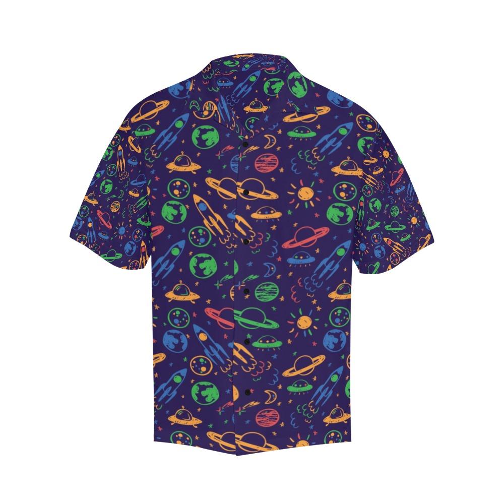 Unifinz UFO Hawaii Shirt Space Planet UFO Pattern Blue Hawaiian Aloha Shirt 2022