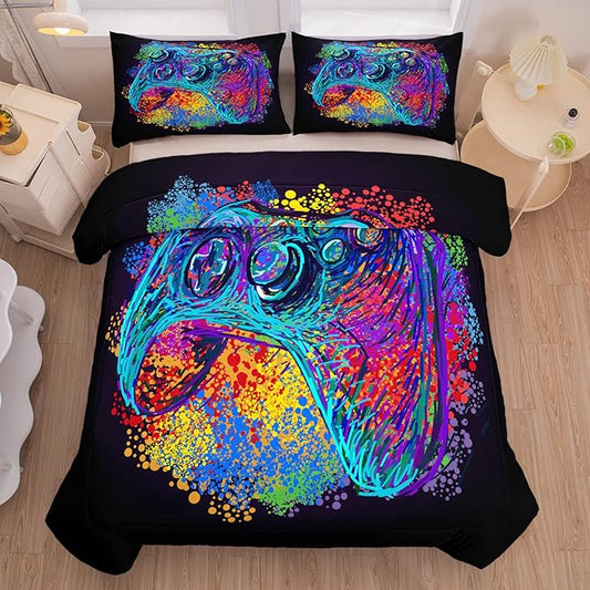 Game Bedding Set Game Handle Controller Painting Duvet Covers Colorful Unique Gift