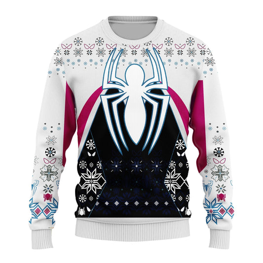 Spiderman Sweatshirt Spiderman Gwen Christmas Pattern Sweatshirt Black White Unisex