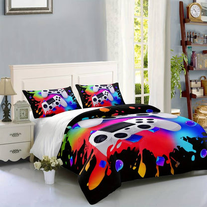 Game Bedding Set Game Controller Watercolor Duvet Covers Colorful Unique Gift