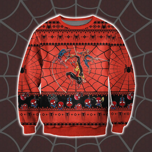 Spiderman Sweatshirt Three Spiderman Web Sweatshirt Red Unisex