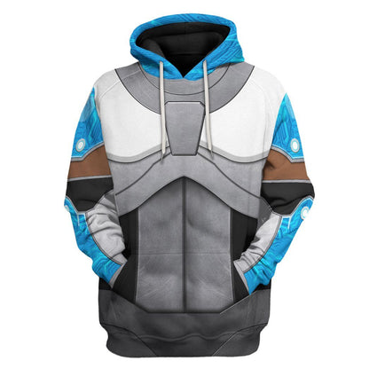 Teen Titan Hoodie Teen Titan Cyborg Cosplay Costume T-shirt Sweatshirt Blue Silver Unisex Adults New Release