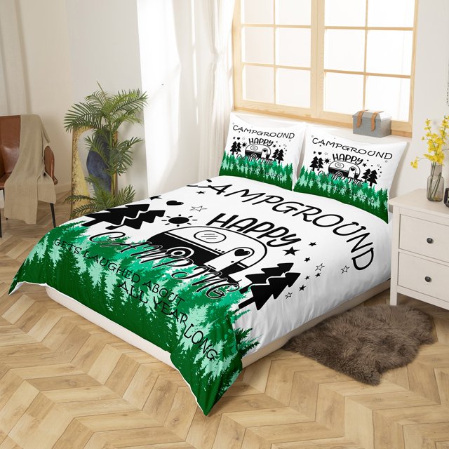 Camping Bedding Set Get Laughed About All Year Long Duvet Covers White Green Unique Gift