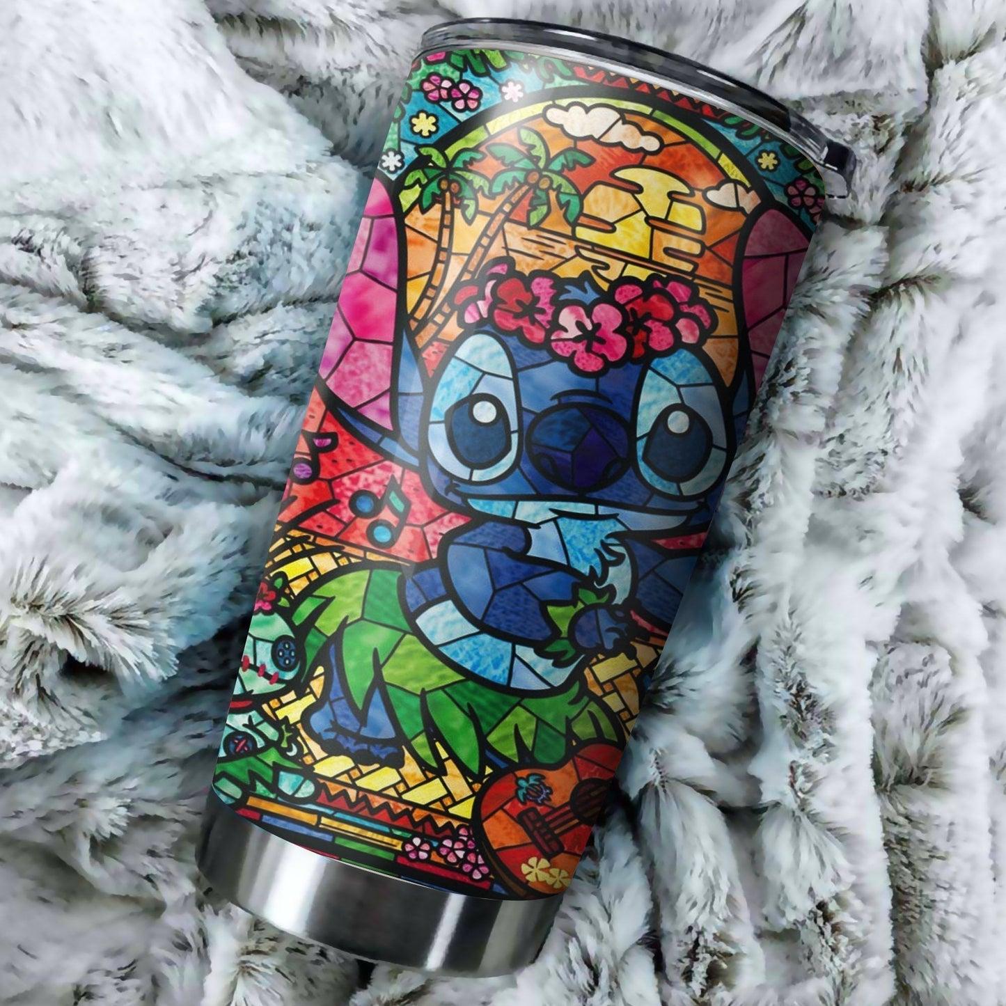 DN Tumbler 20 Oz Stitch Tumbler Stitch Stained Glass Colorful Tumbler Cup 20 Oz