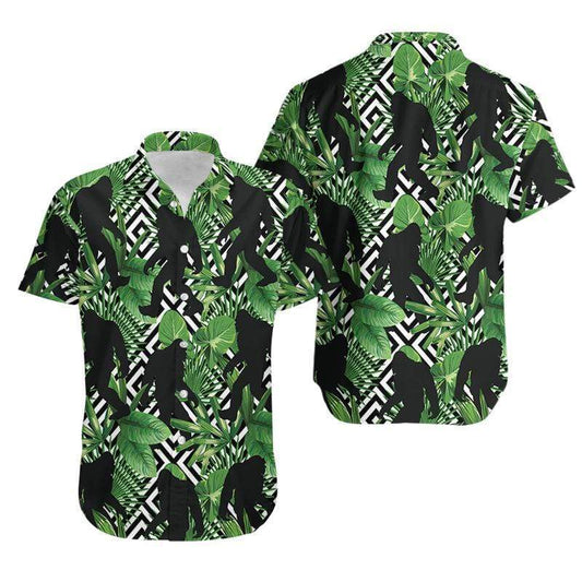 Unifinz Bigfoot Tropical Hawaii Shirt Green Bigfoot Jungle Hawaiian Shirt Bigfoot Aloha Shirt 2022