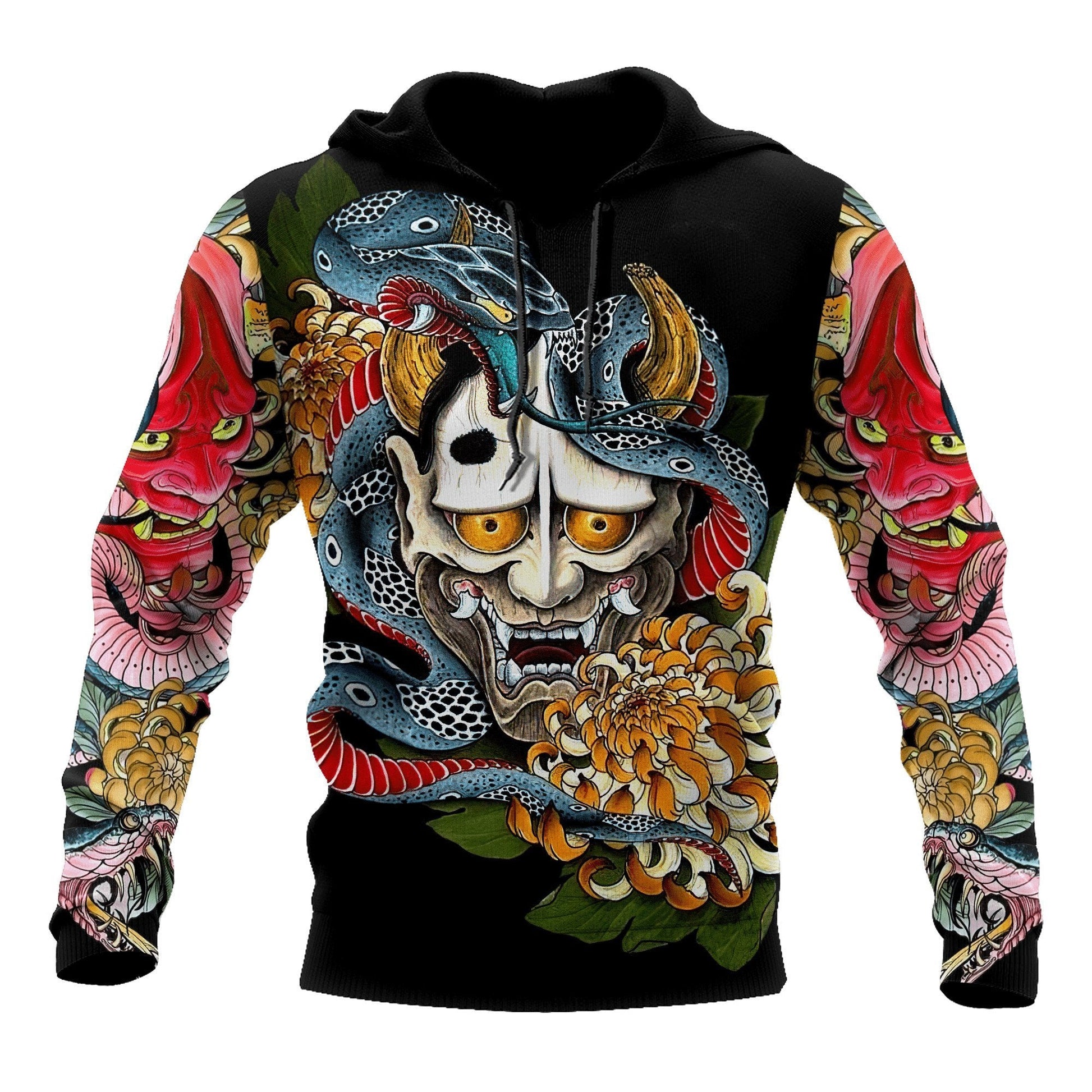  Japan T-shirt Japanese Snake Mask Art Japan Culture T-shirt Hoodie Adult Full Print