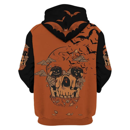 Friday89 Halloween Shirt Halloween Pumpkin Shost Skull Bats Black Orange T-shirt Halloween Hoodie Unisex Full Print