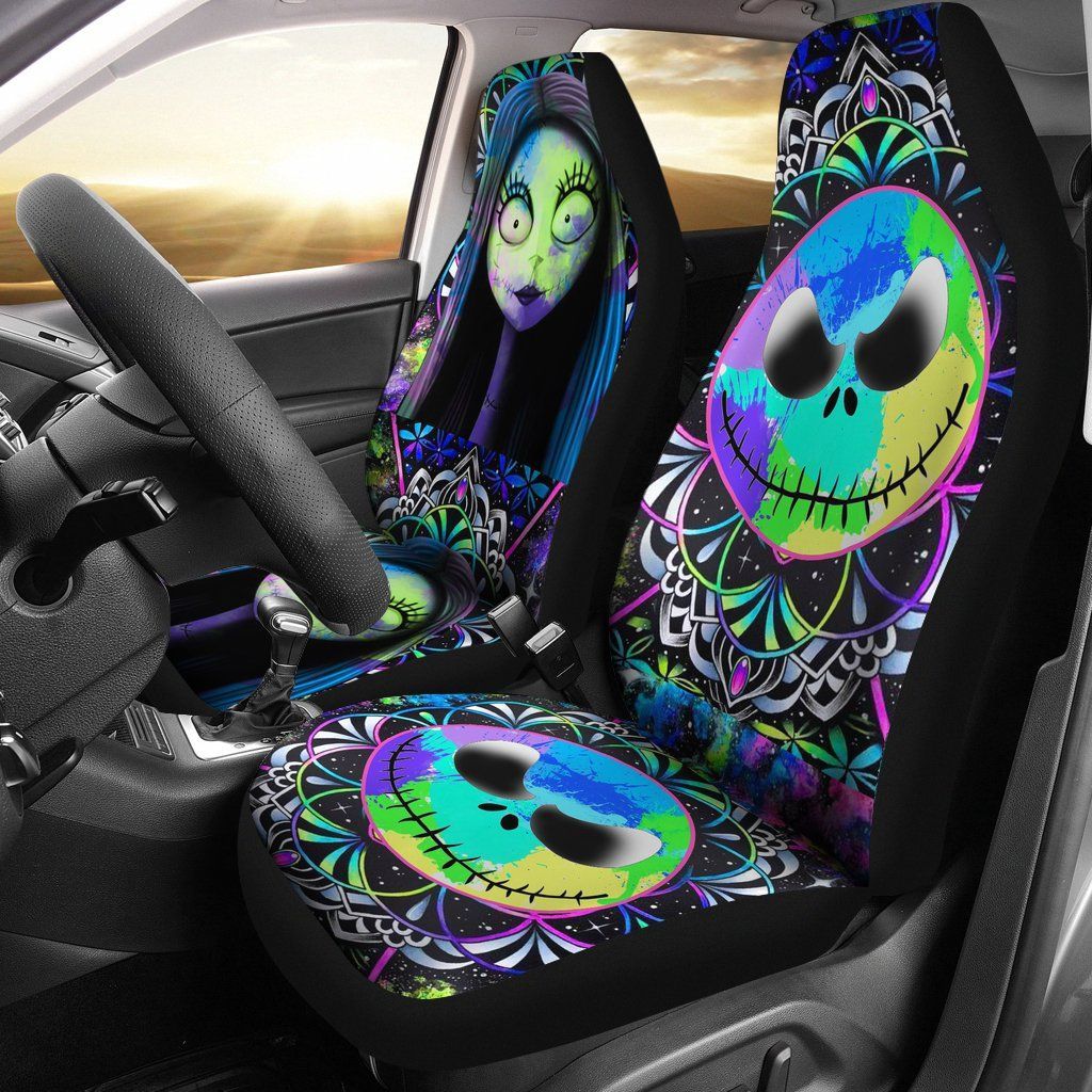 TNBC Car Seat Covers Jack Skellington And Sally Gradiant Mandala Seat Covers