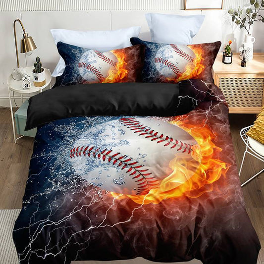 Baseball Bedding Set Baseball Water And Fire Duvet Covers Colorful Unique Gift